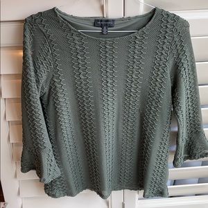 Army green top/shirt with perforated sleeves